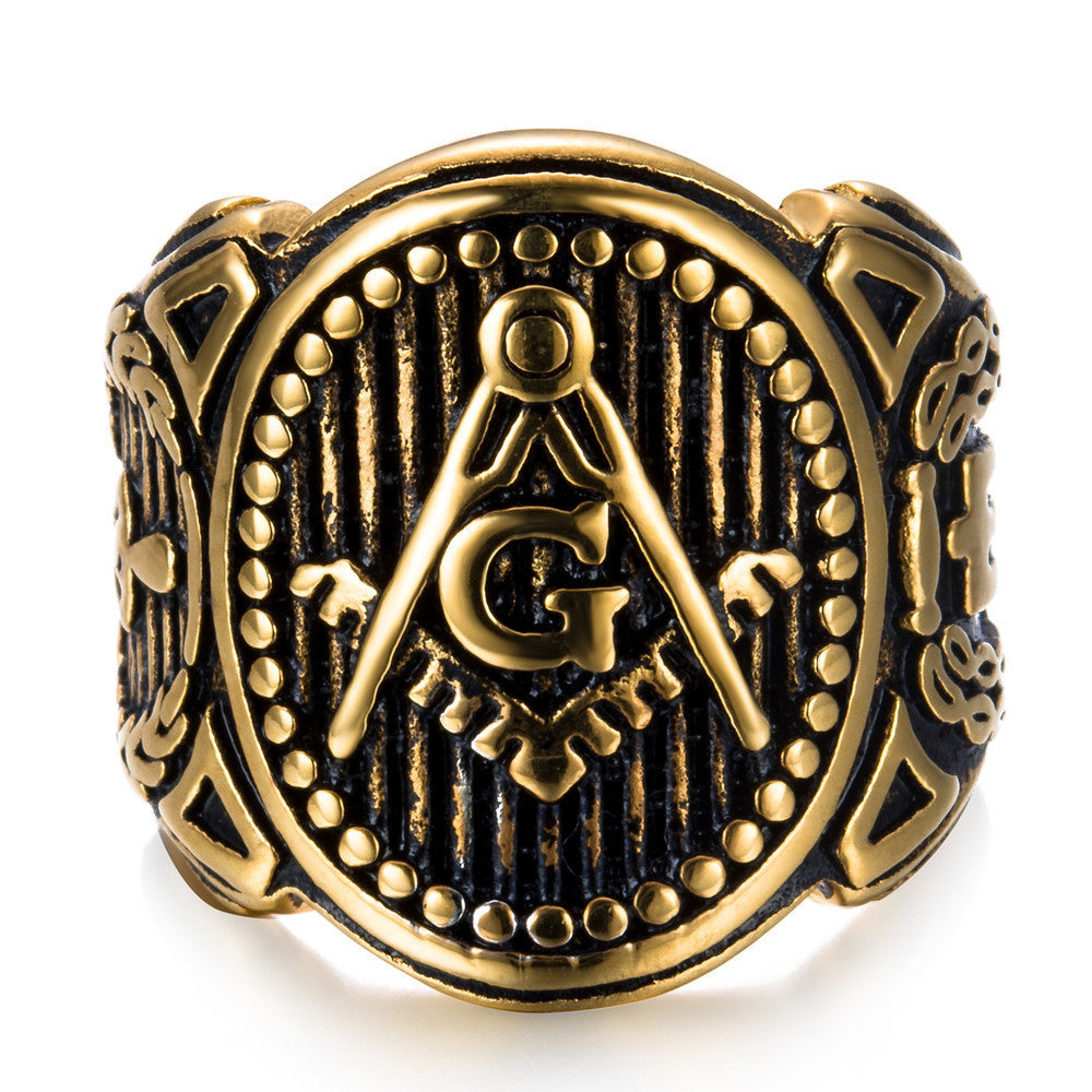 Vintage personality golden masonic ring