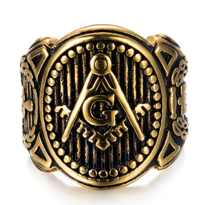 Vintage personality golden masonic ring