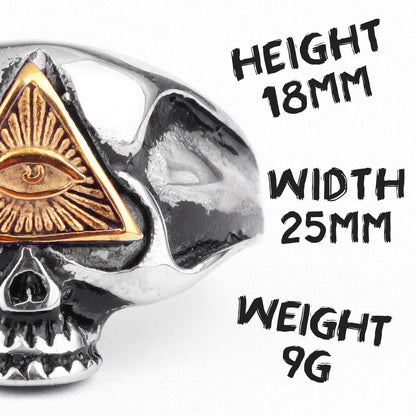 Masonic Skull Triangle Titanium Steel Ring