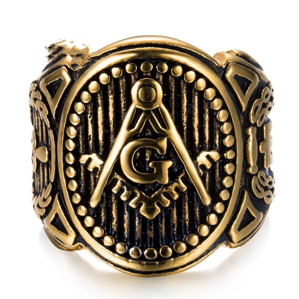 Vintage personality golden masonic ring