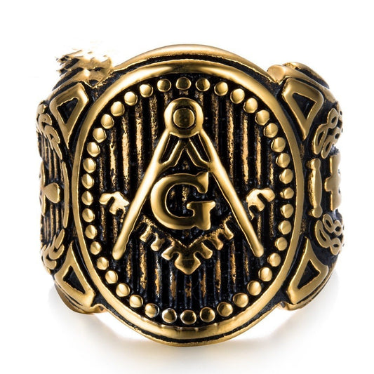 Vintage personality golden masonic ring