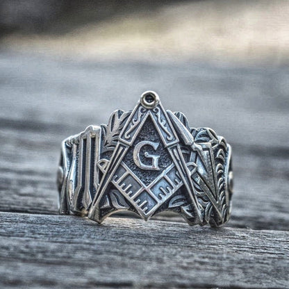 Men'S Retro Ring Alloy Ring Masonic Symbol Ring Masonic Knight Templar Knight