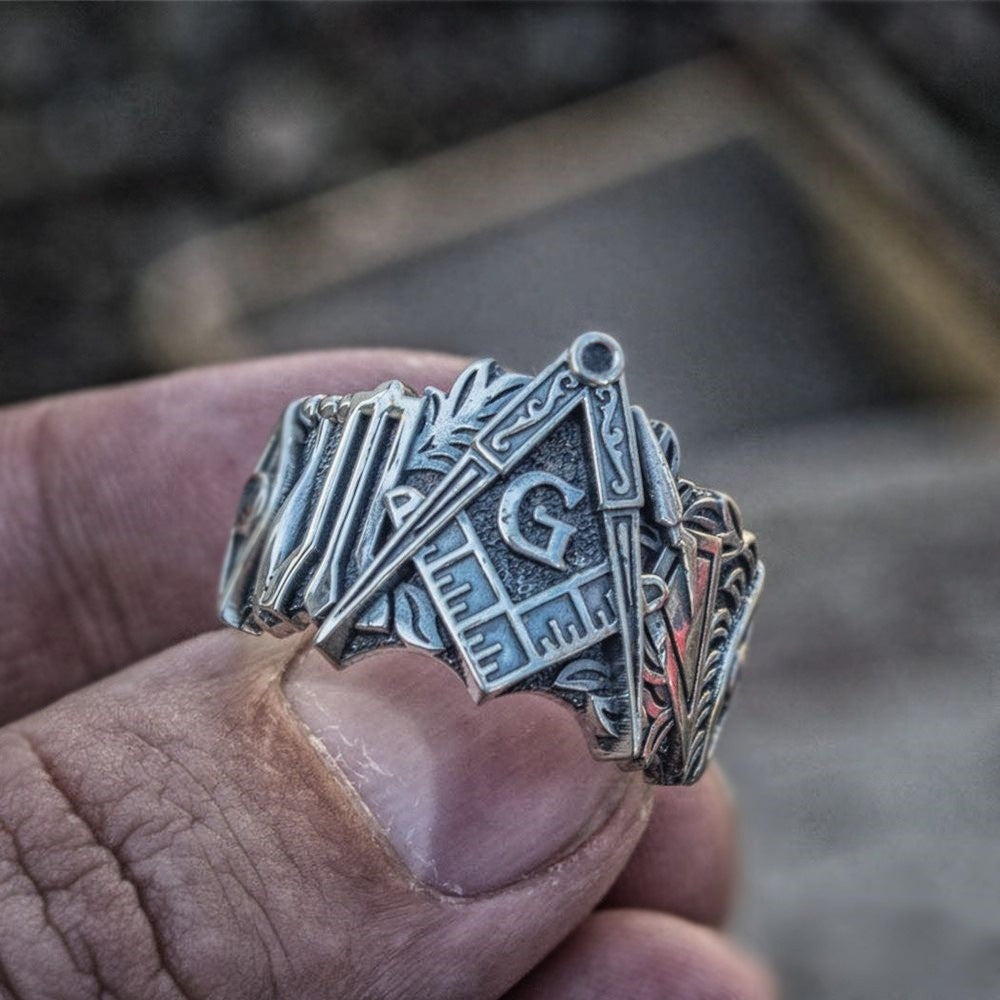 Men'S Retro Ring Alloy Ring Masonic Symbol Ring Masonic Knight Templar Knight