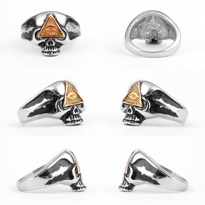 Masonic Skull Triangle Titanium Steel Ring