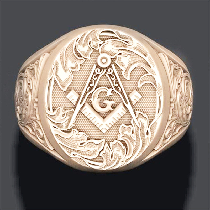 Men's Stainless Steel Masonic Ring Retro Punk