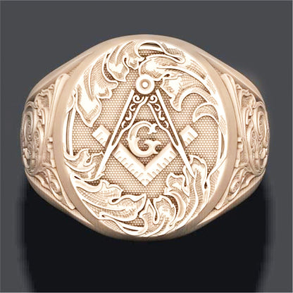 Men's Stainless Steel Masonic Ring Retro Punk