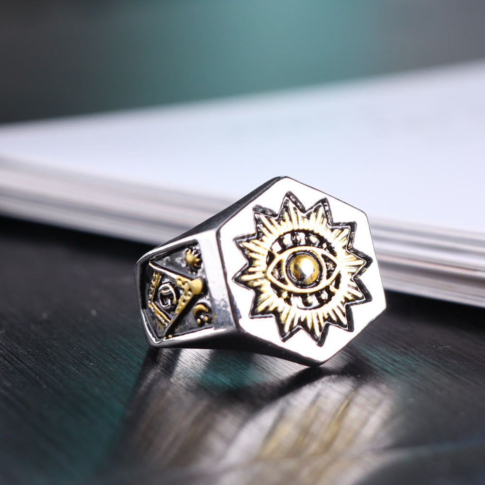 Men's Masonic Vintage Eye Alloy Ring