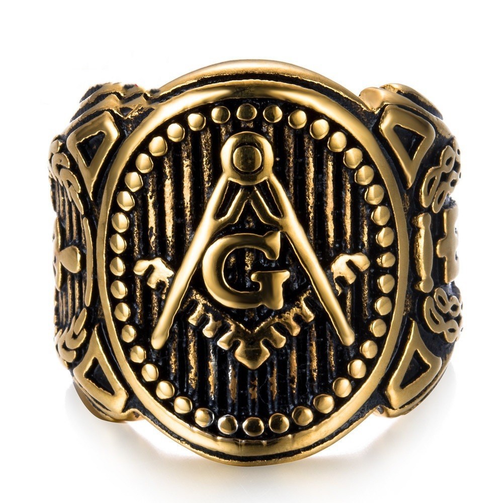 Vintage personality golden masonic ring