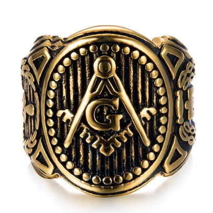 Vintage personality golden masonic ring