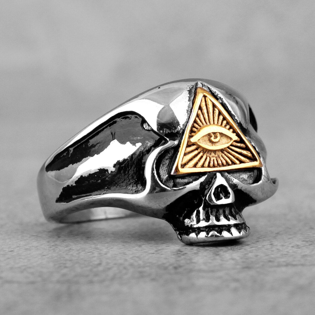Masonic Skull Triangle Titanium Steel Ring