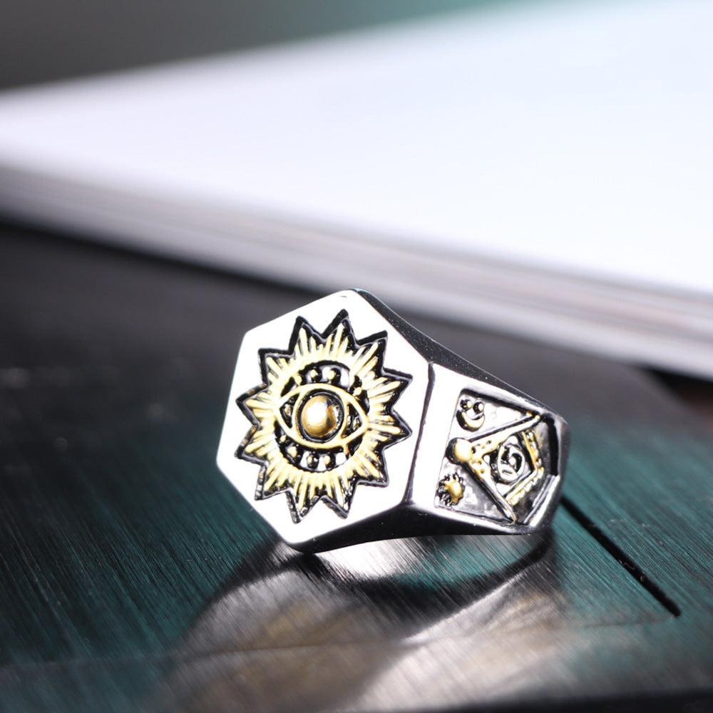 Men's Masonic Vintage Eye Alloy Ring