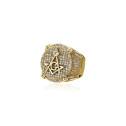 Retro AG Masonic Letters Ring Hip Hop