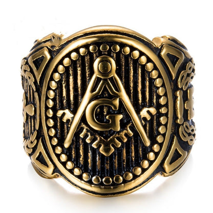 Vintage personality golden masonic ring