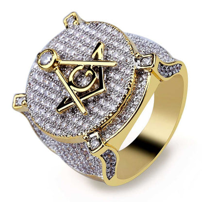 Retro AG Masonic Letters Ring Hip Hop