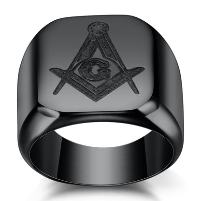 Titanium Steel Men's Stainless Steel Ring Simple Multi Color Fashion Freemason